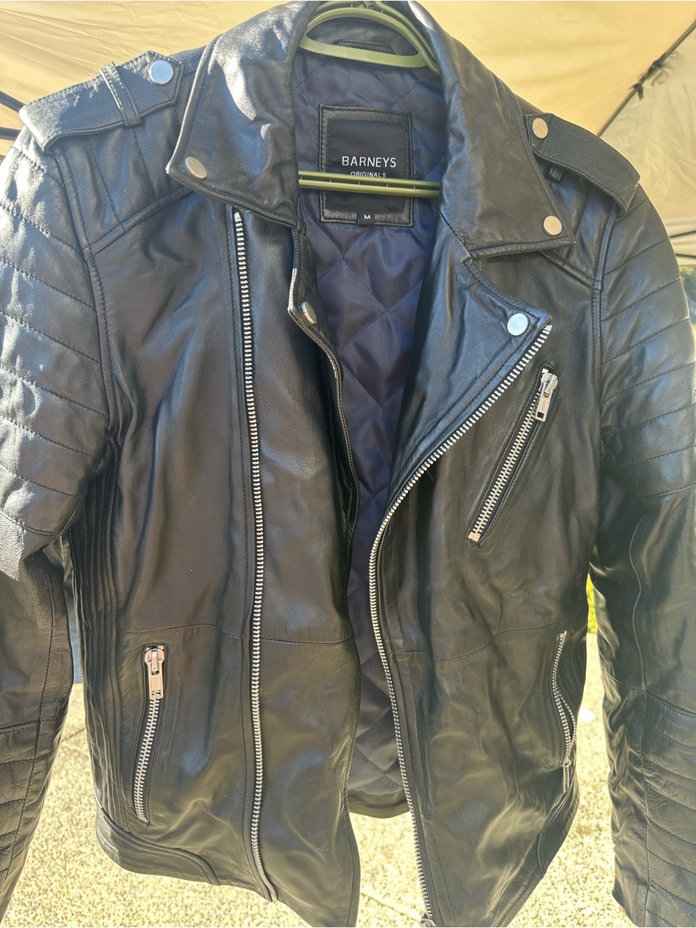 Barneys Originals Black Sheep Leather Moto Biker Jacket - Medium